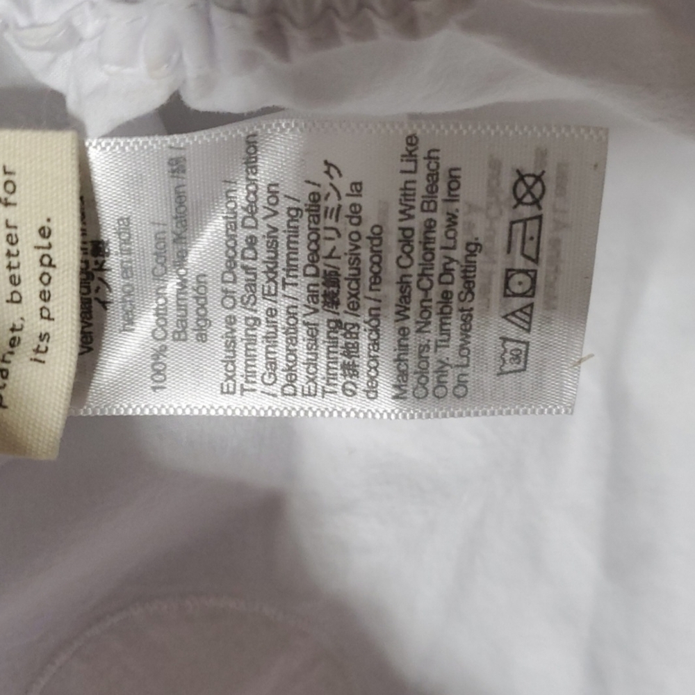 Madewell White Ruched Linen Crop Blouse with Yellow Accents - Picture 13 of 16